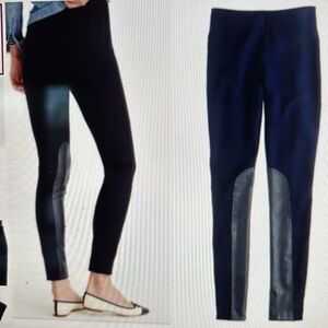 J Crew Black Pixie Jodhpurs Riding Pants Leggings Leather Panels Size 4